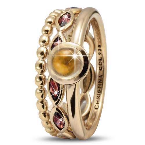 Image of Citrine Mystery Christina Collect forgyldte samle ringe